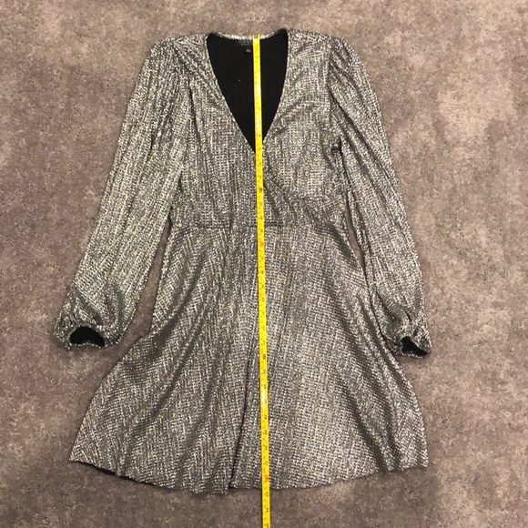 Topshop Silver Metallic Plissé Surplice Dress 4 - Picture 8 of 8